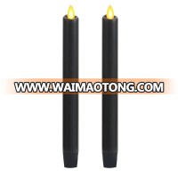 Flameless Wax LED Taper Candles with Moving Wick Timer Fuction Black Set of 2