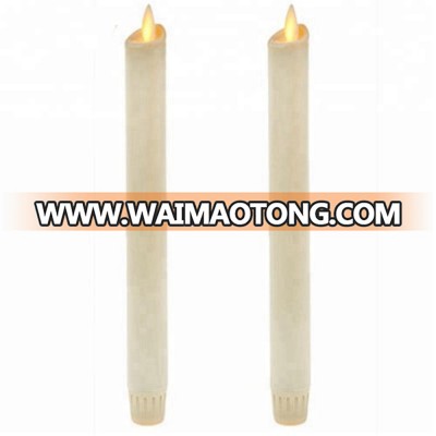 Flameless Wax Taper Candles, Battery Operated,Moving Wick,LED Candles with Timer and Remote Unscented 8 inch Set of 2