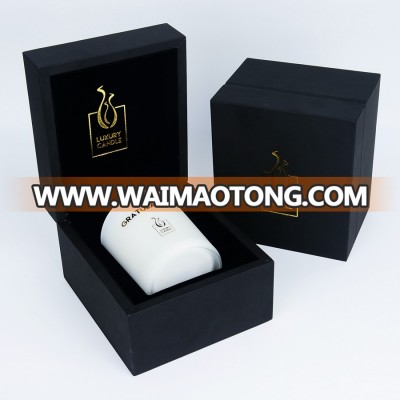 Wooden and Leather Material Luxury Package Box and Handbag with Hot Stamping LOGO for Candle