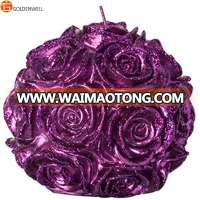 Glitter Ball Pillar Candle - Purple Rose